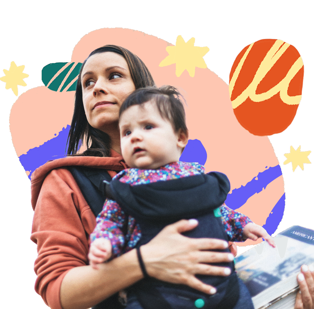 Woman carrying infant