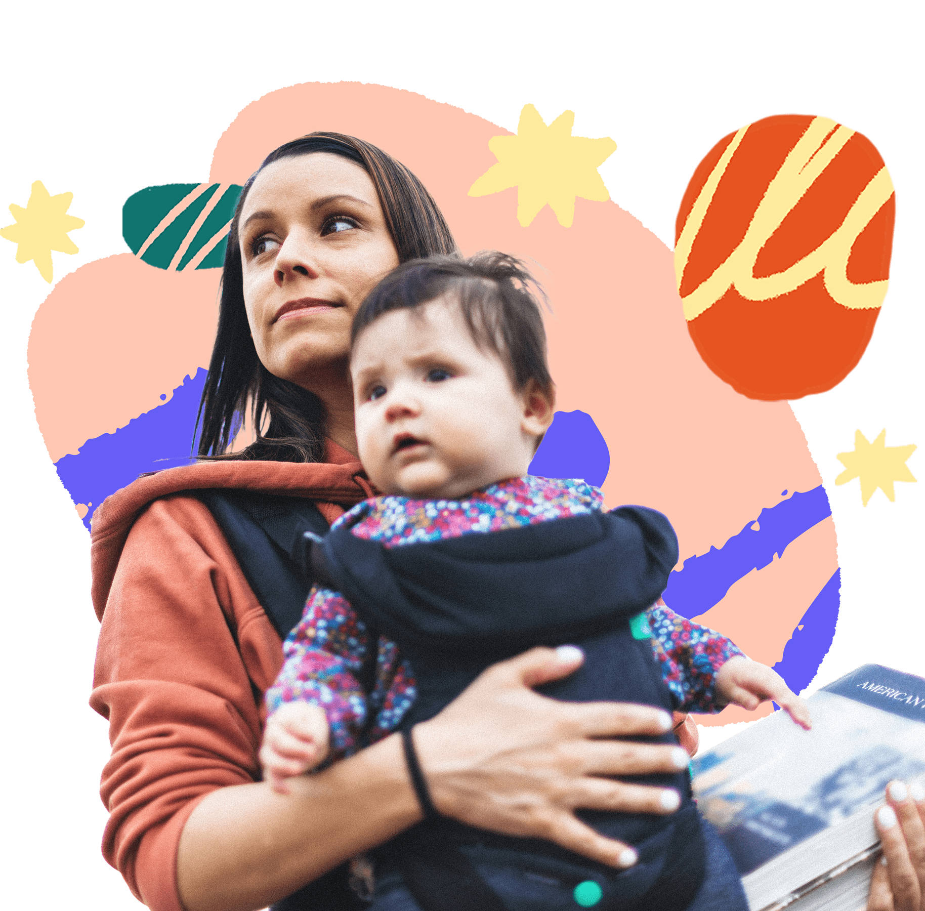 Woman carrying infant