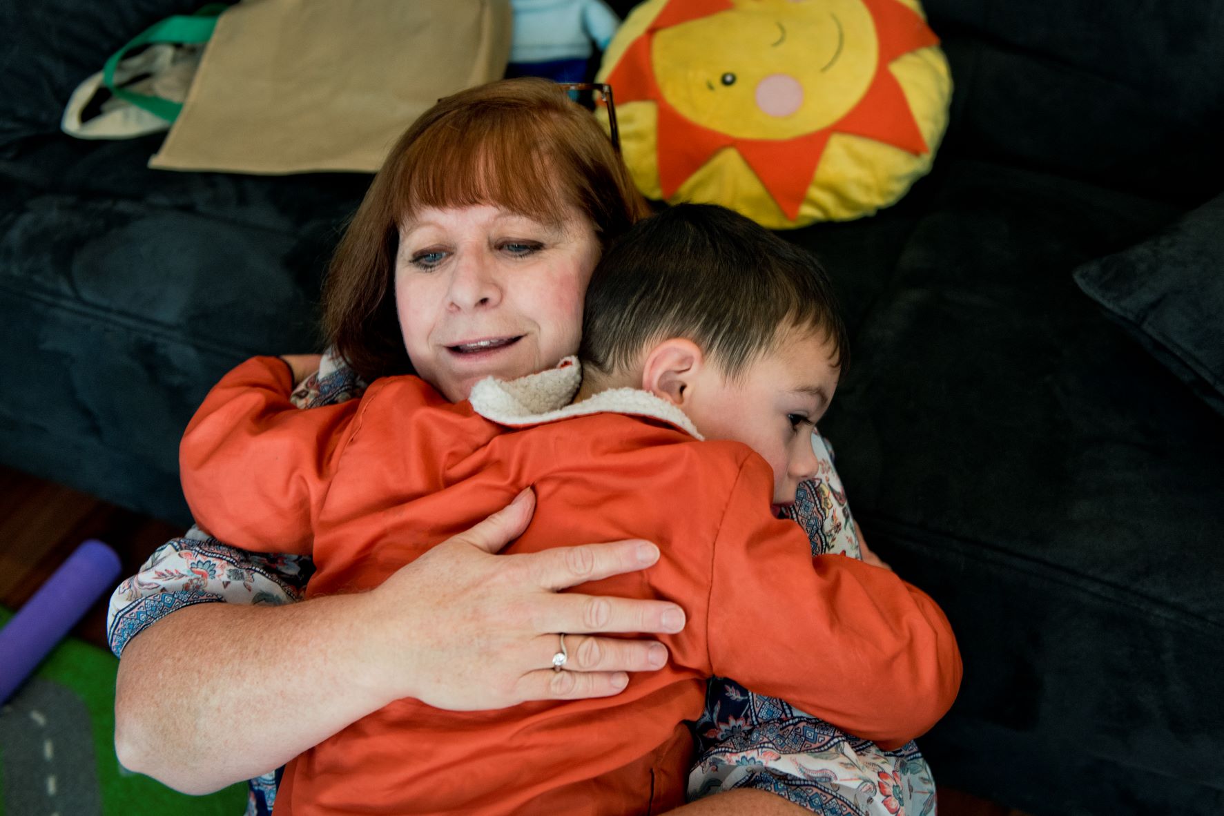 All Our Kin educator provides care in a home-based setting. Photo credits: Gabriela Herman for Imaginable Futures.