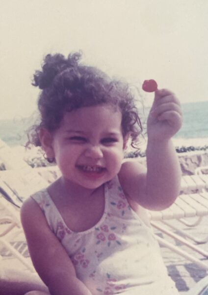 Childhood photo of Morgan Mickle, learning and impact at Imaginable Futures