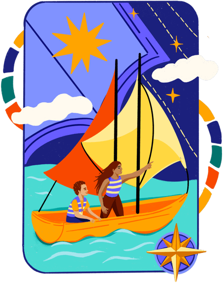 illustration of two people in a sailboat