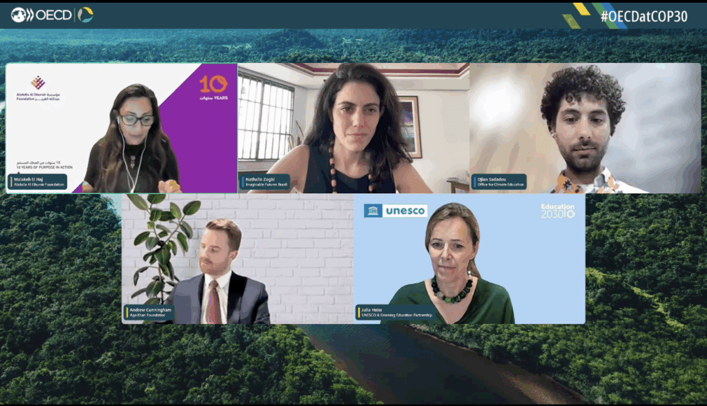 Five people on a video call