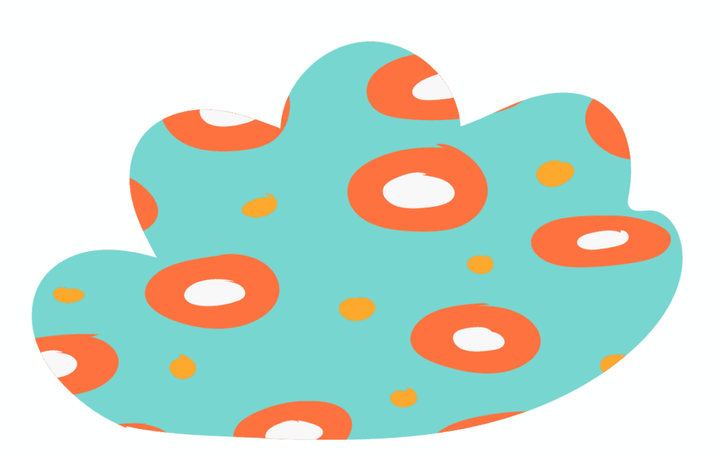 orange ovals with white centers on a blue background